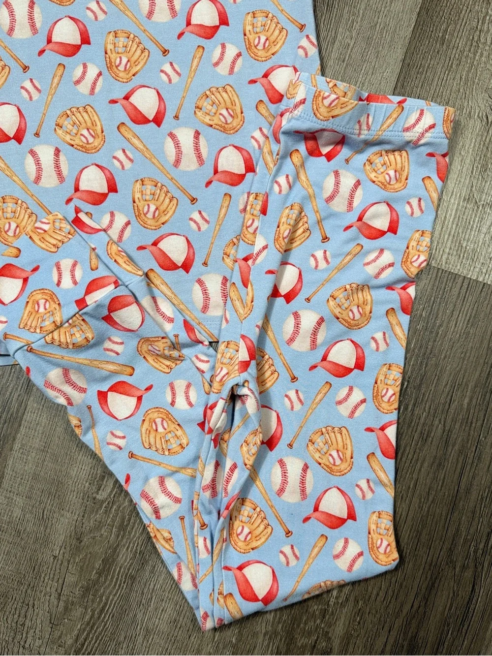 LEV Baby Kids Baseball Bamboo Pajama Set - Size 7/8 Year